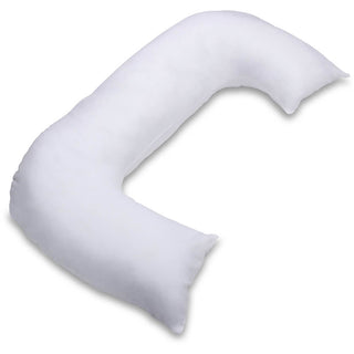 C-Shaped Full Body Pillow - Hypoallergenic Synthetic Fiber Fill - Unique Letter C Design - Body Pillow, White