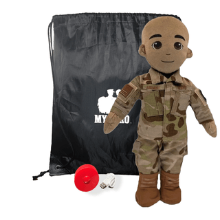 My Hero™ Daddy Doll Air Force | Custom Recordable Plush Male Tan Bald