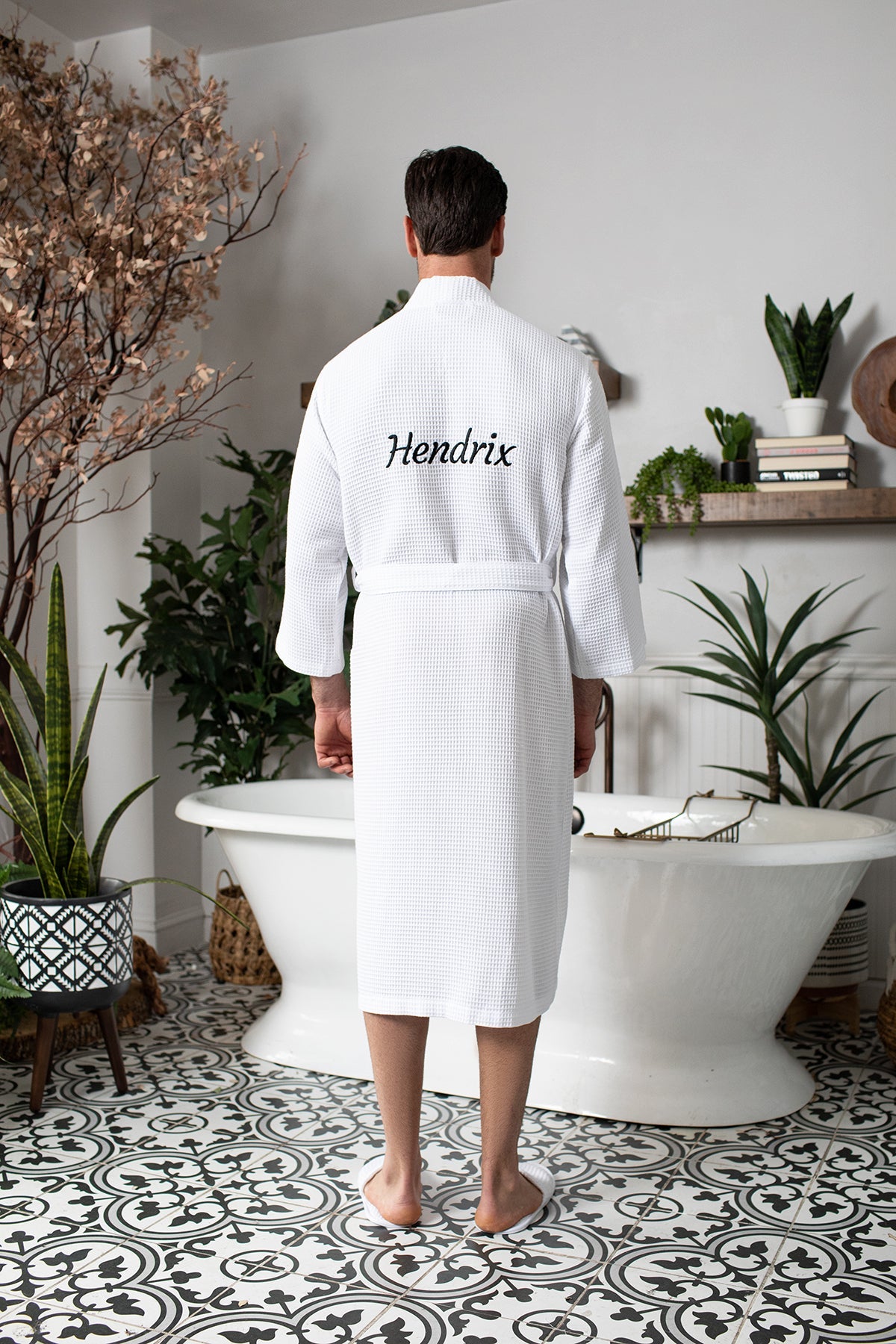Waffle Kimono Spa Bathrobe for Men - Absorbent, Lightweight Robes - Plushie Depot