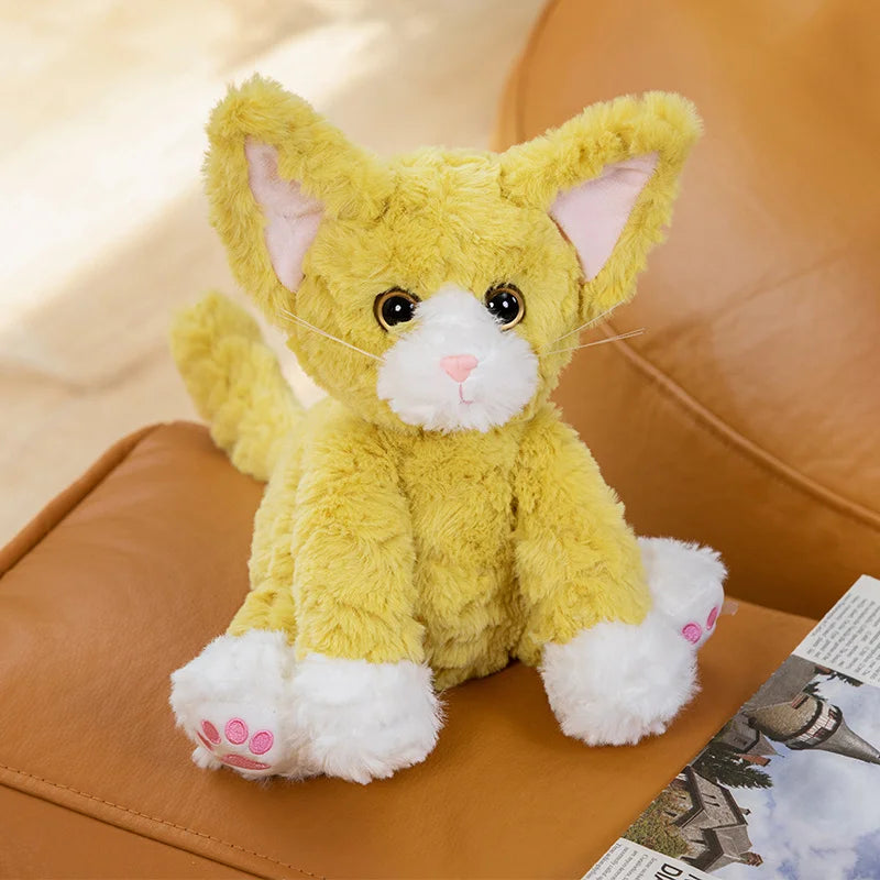 Fuzzy Colorful Kitty Cat Plushies Yellow 8" Stuffed Animals - Plushie Depot