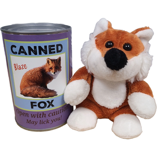Canned Gifts - Canned Fox | Stuffed Animal Plush w/Funny Jokes | Gift Pop Top Lid Plushie Depot