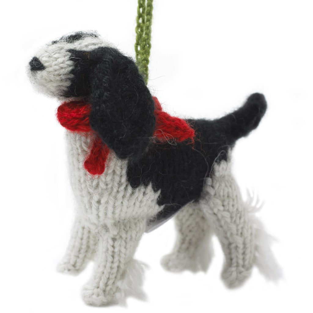 Hand Knit Alpaca Wool Christmas Ornament - Spaniel Dog Ornament - Plushie Depot