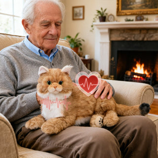 Percy 2.0 Golden British Short Hair Cat- Breathing Heartbeat Pur,Voice Robonic Cat