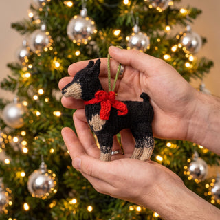 Doberman Pinscher Dog Hand Knit Christmas Ornament