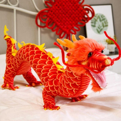 Ferocious Chinese Dragon Plush Toys Red Stuffed Animals - Plushie Depot