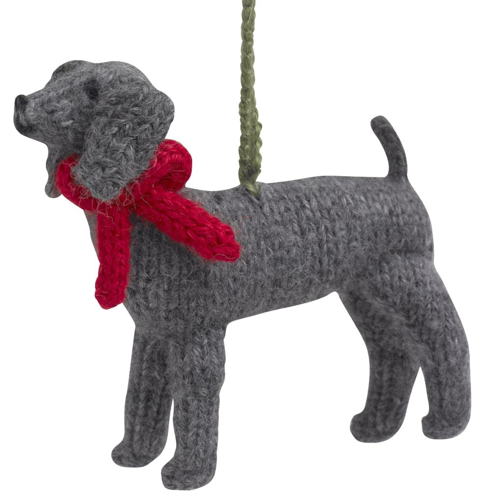 Hand Knit Alpaca Wool Christmas Ornament - Weimaraner Dog Ornament - Plushie Depot