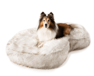 PupCloud™ Faux Fur Memory Foam Dog Bed - Curve White Dog Beds - Plushie Depot