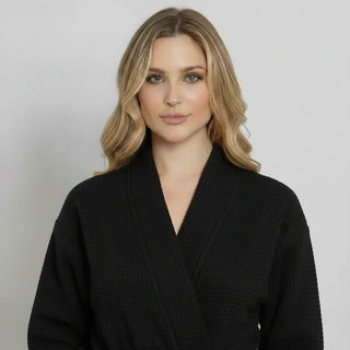 Peignoir kimono gaufré longueur genou pour femme