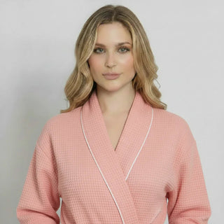 Peignoir kimono gaufré longueur genou pour femme
