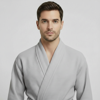 Waffle Spa Bathrobe for Men - Absorbent, Lightweight