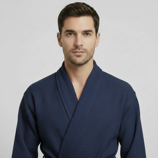 Waffle Spa Bathrobe for Men - Absorbent, Lightweight