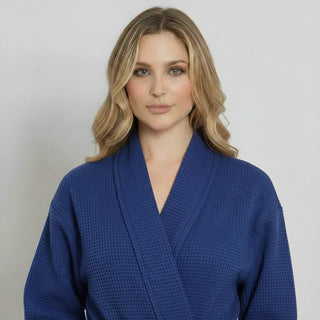 Peignoir kimono gaufré longueur genou pour femme