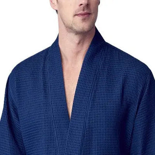 Waffle Spa Bathrobe for Men - Absorbent, Lightweight