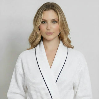 Peignoir kimono gaufré longueur genou pour femme