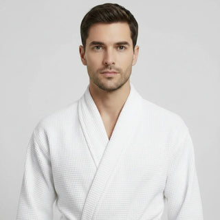 Peignoir de bain kimono gaufré pour homme - Absorbant et léger