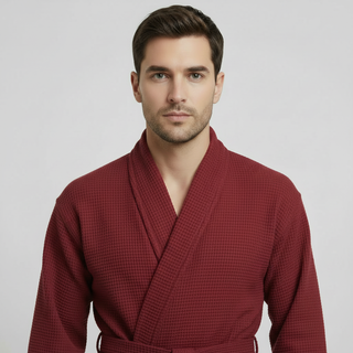 Waffle Spa Bathrobe for Men - Absorbent, Lightweight
