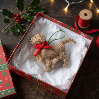 Décoration de Noël Golden Retriever tricotée à la main
