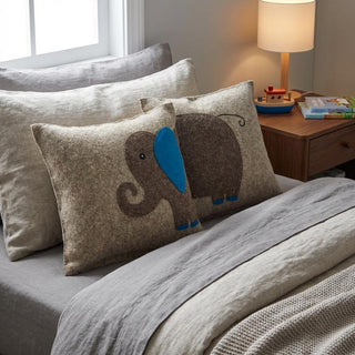 Handmade Pillow Hand Felted Wool - Blue Elephant Gray - 18" Arcadia Home