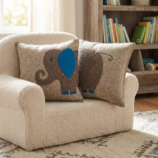 Handmade Pillow Hand Felted Wool - Blue Elephant Gray - 18" Arcadia Home