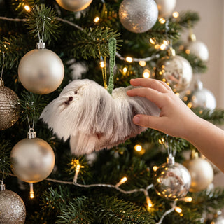 Havanese Dog Hand Knit Christmas Ornament