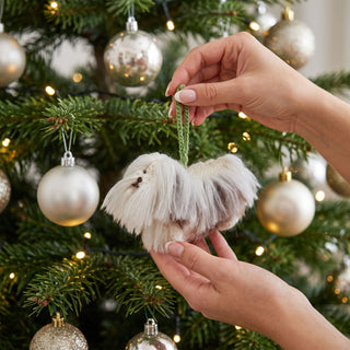 Havanese Dog Hand Knit Christmas Ornament