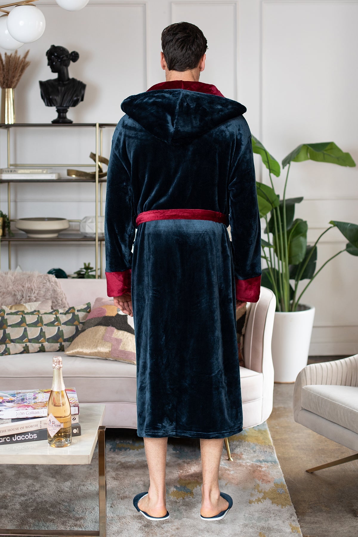 Men's Hooded Plush Robe Robes - Plushie Depot