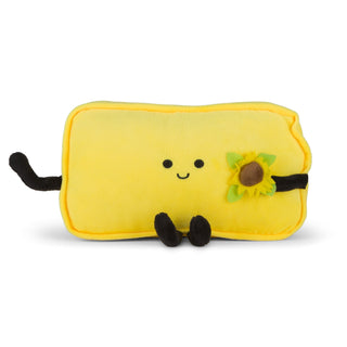 Kansas State-Shaped Plush – Kansas Gift & Home-State Decor Tiny Sunflower and Green KANSAS embroidery