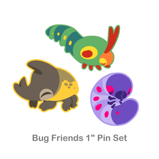 Large Enamel Pins Bug Friends 1" Pin Set