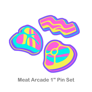 Large Enamel Pins Meat Arcade 1" Pin Set