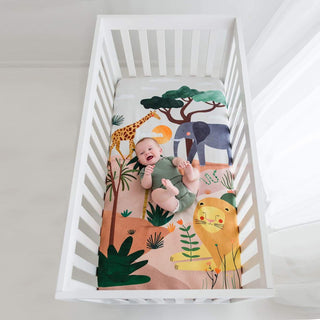 Crib sheet and Swaddle bundle - In The Savanna Plushie Depot