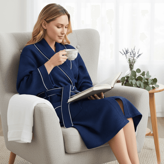 Knee-Length Waffle Robe for Women