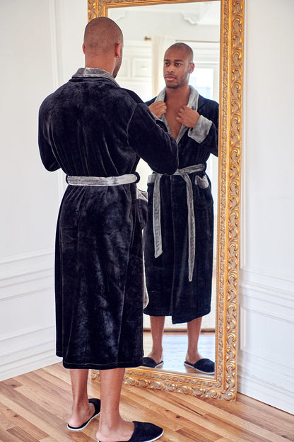 Men's Shawl Collar Fleece Robe Robes - Plushie Depot