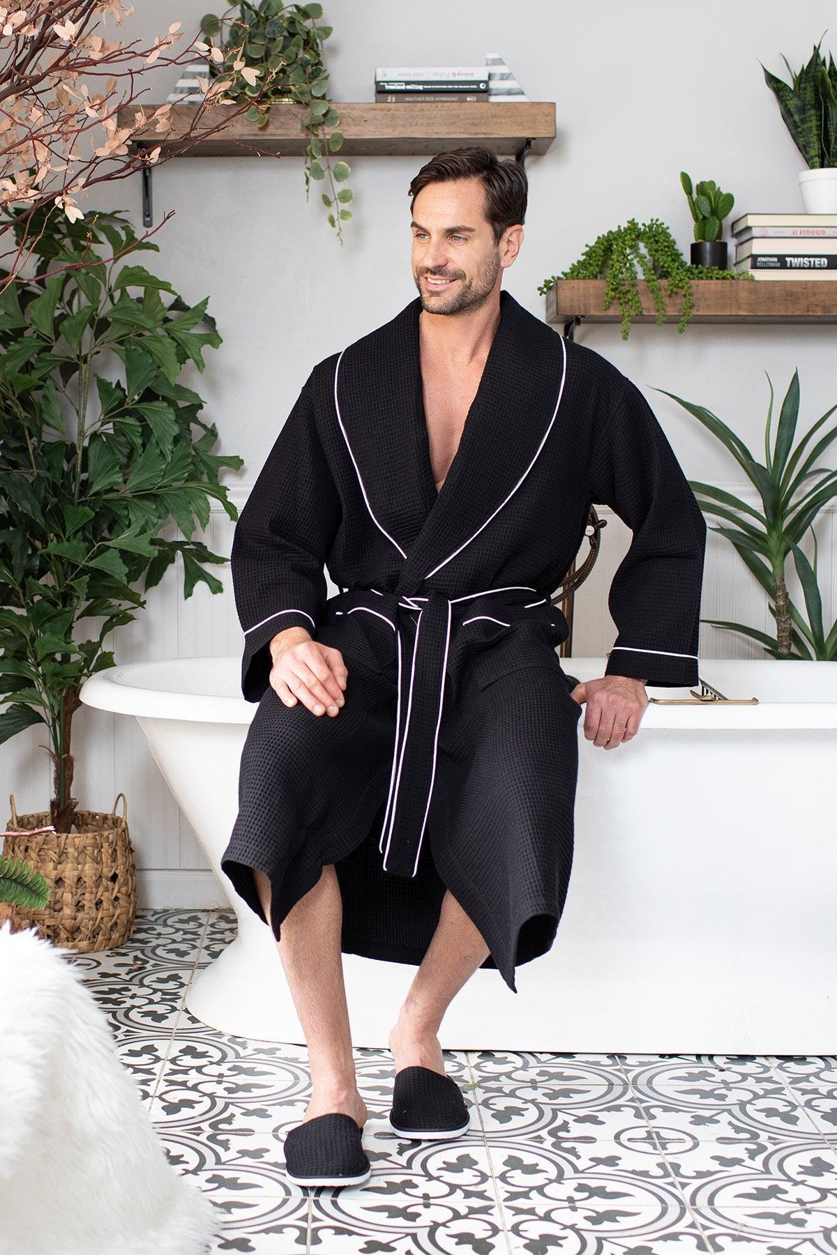 Piped waffle robe, Majestic, Shop Men's Bathrobes Online