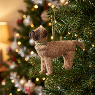 Décoration de Noël en laine d'alpaga tricotée à la main - Chien Mastiff