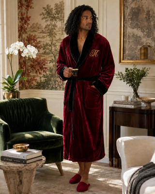 Peignoir polaire à col châle pour homme