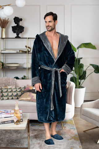 Men's Hooded Plush Robe - Plushie Depot
