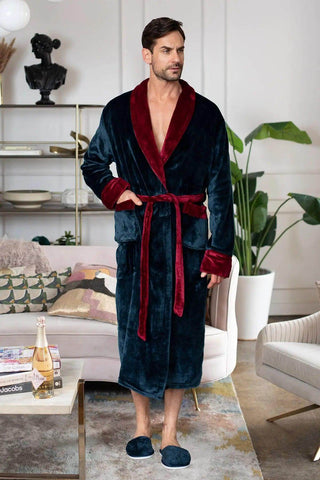 Cozy Mens Plush Robes – Built for Comfort, Designed to Last Shawl Navy Burgundy