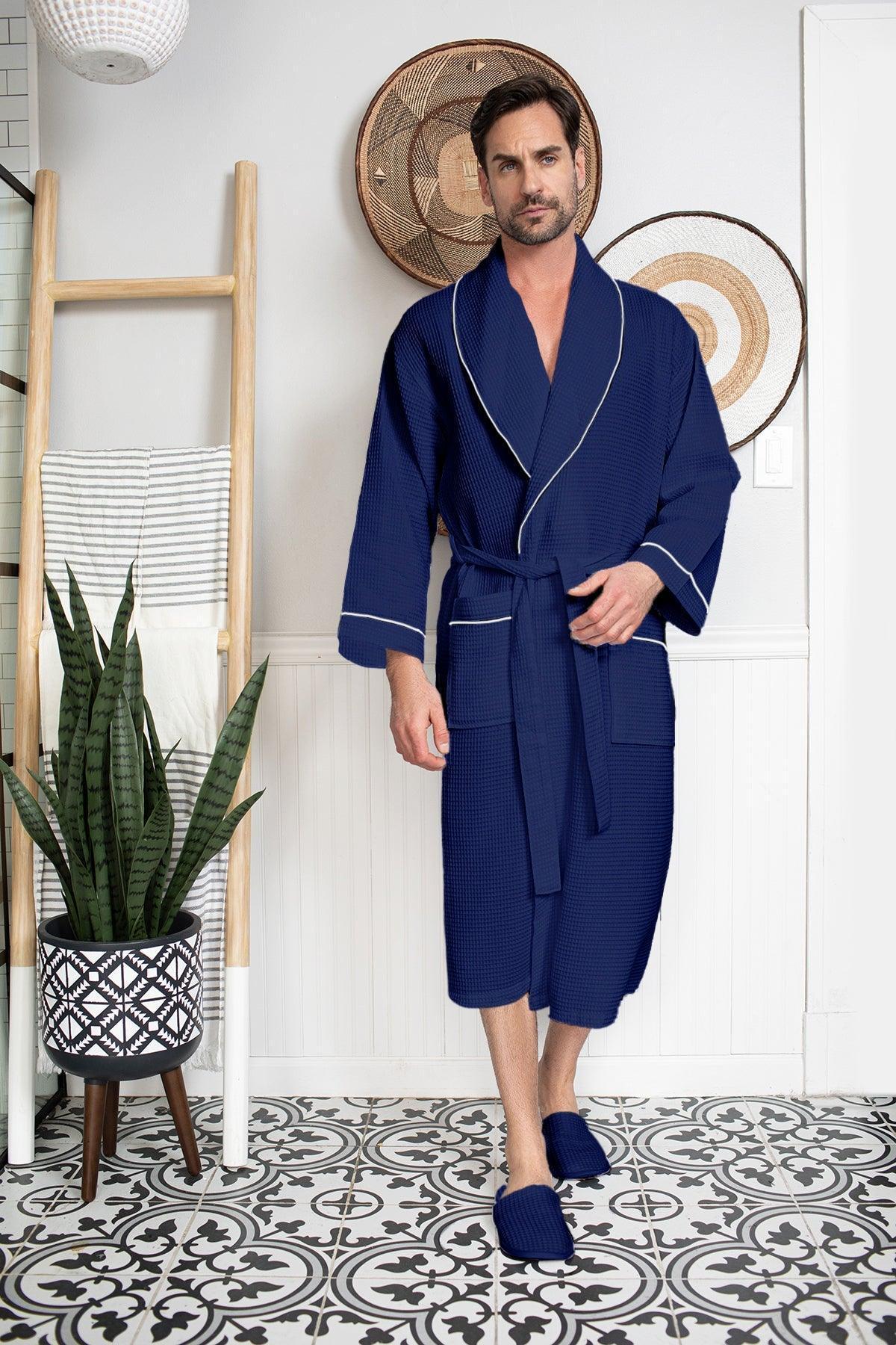 Piped waffle robe, Majestic, Shop Men's Bathrobes Online