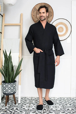 Peignoir de bain kimono gaufré pour homme - Absorbant et léger