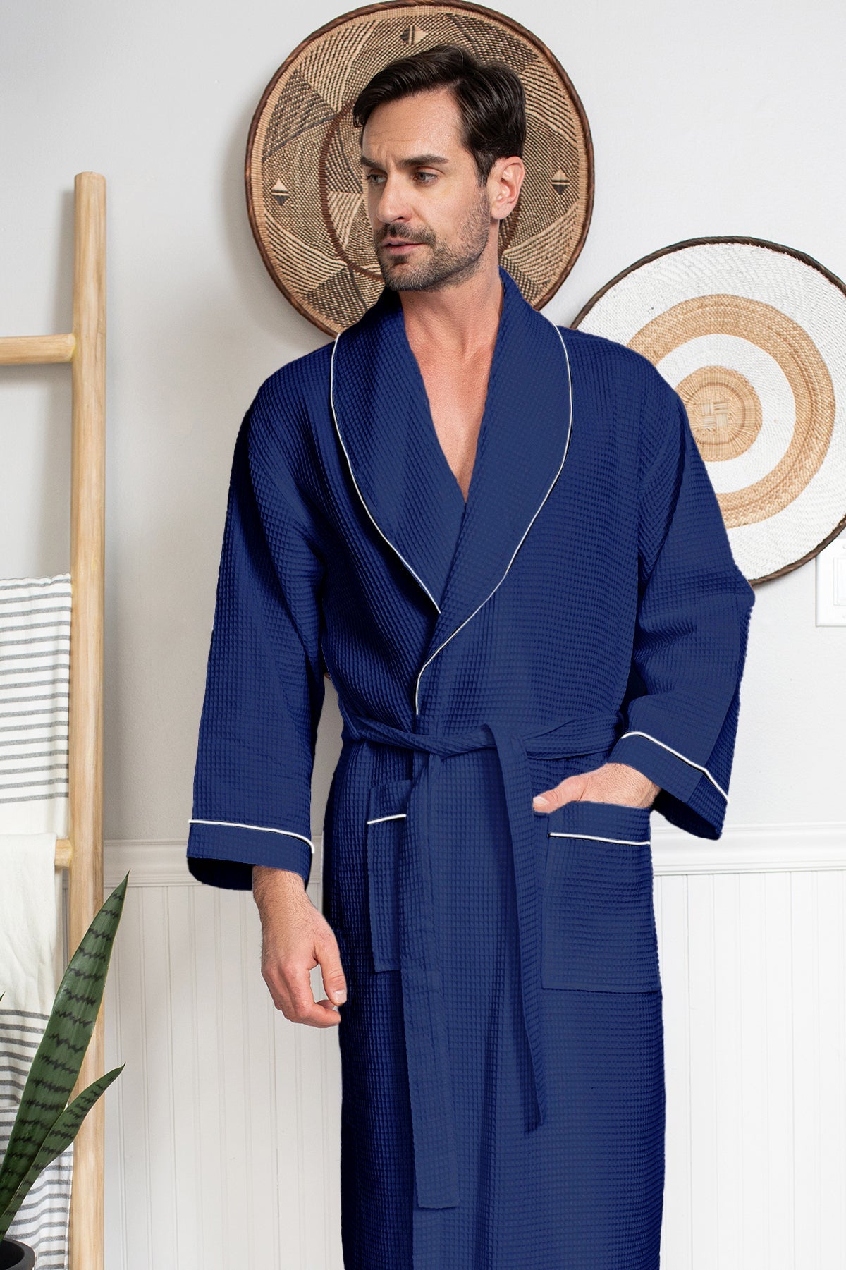 Piped waffle robe, Majestic, Shop Men's Bathrobes Online