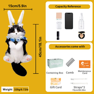 Mini Tuxedo Cat Backpack – Plush Cat Bag for Girls Gift Idea