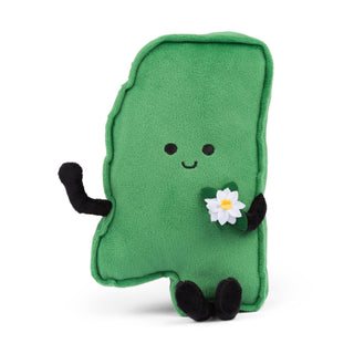 Mississippi Stuffed State Plush with Tiny Magnolia – Southern Gift & Keepsake