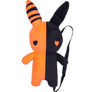 Rabbit Plush Backpack – Orange/Black (20”)