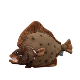 15.7" Realistic Flounder Fish Plush Toy Brown 1 Plushie Depot