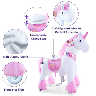 Licorne en peluche à chevaucher modèle U, 4 à 8 ans, rose 