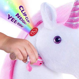 Licorne en peluche à chevaucher modèle U, 4 à 8 ans, rose 