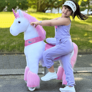 Licorne en peluche à chevaucher modèle U, 4 à 8 ans, rose 