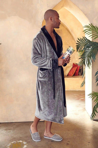 Cozy Mens Plush Robes – Built for Comfort, Designed to Last Shawl Grey Black