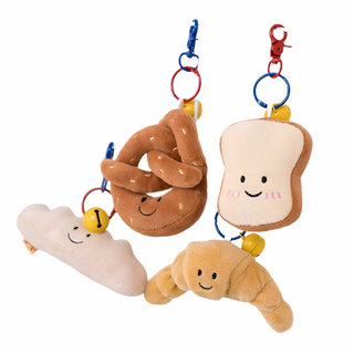 Baguette, Pretzel, Croissant & Toast Plush Keychains