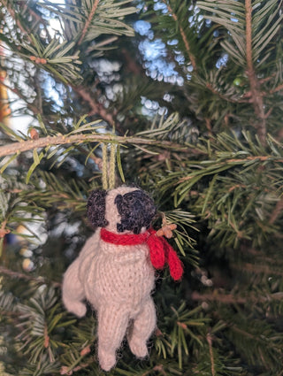 Pug Dog Hand Knit Christmas Ornament Arcadia Home